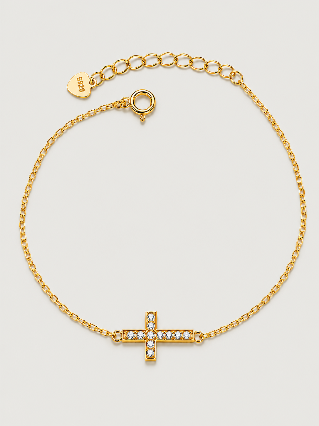 Brățară din argint 925 placată cu aur cu pandantiv cruce Divine Radiance