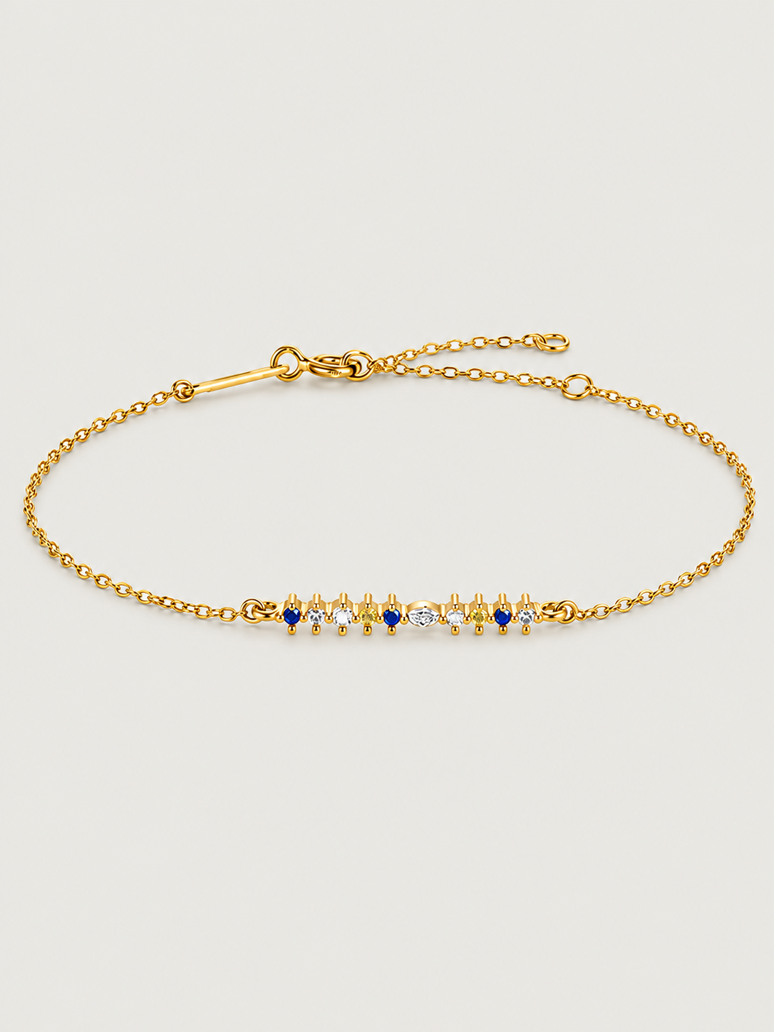 Brățară din argint 925 placată cu aur 14K cu zirconii colorate 5A Gold Celestial Line