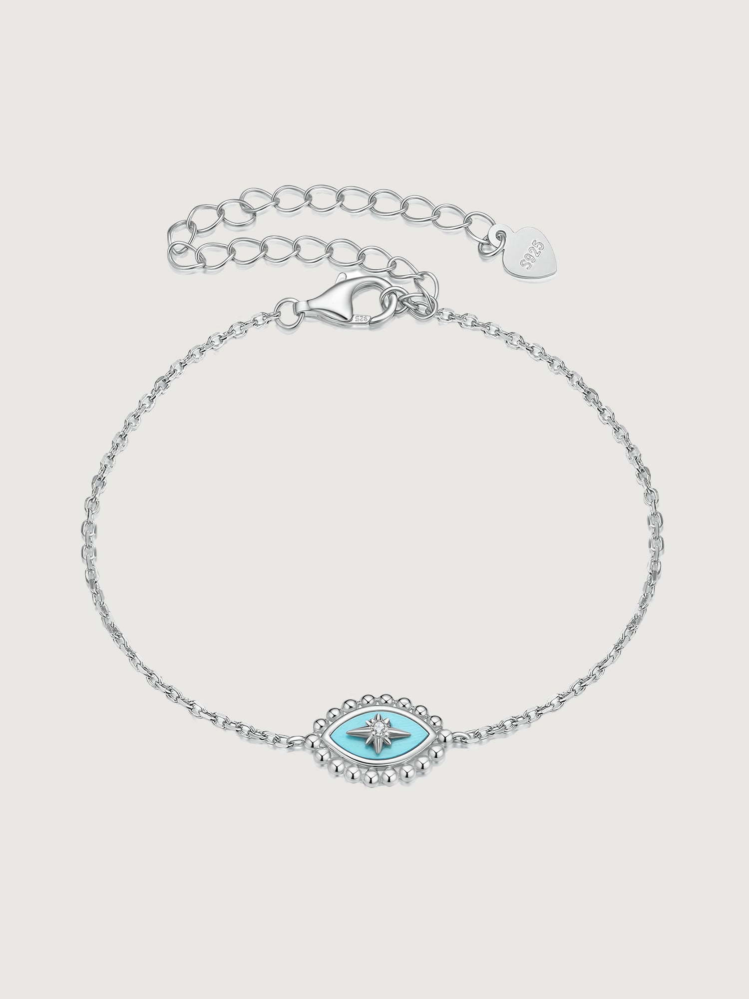 Brățară din argint cu element turcoaz și zirconiu