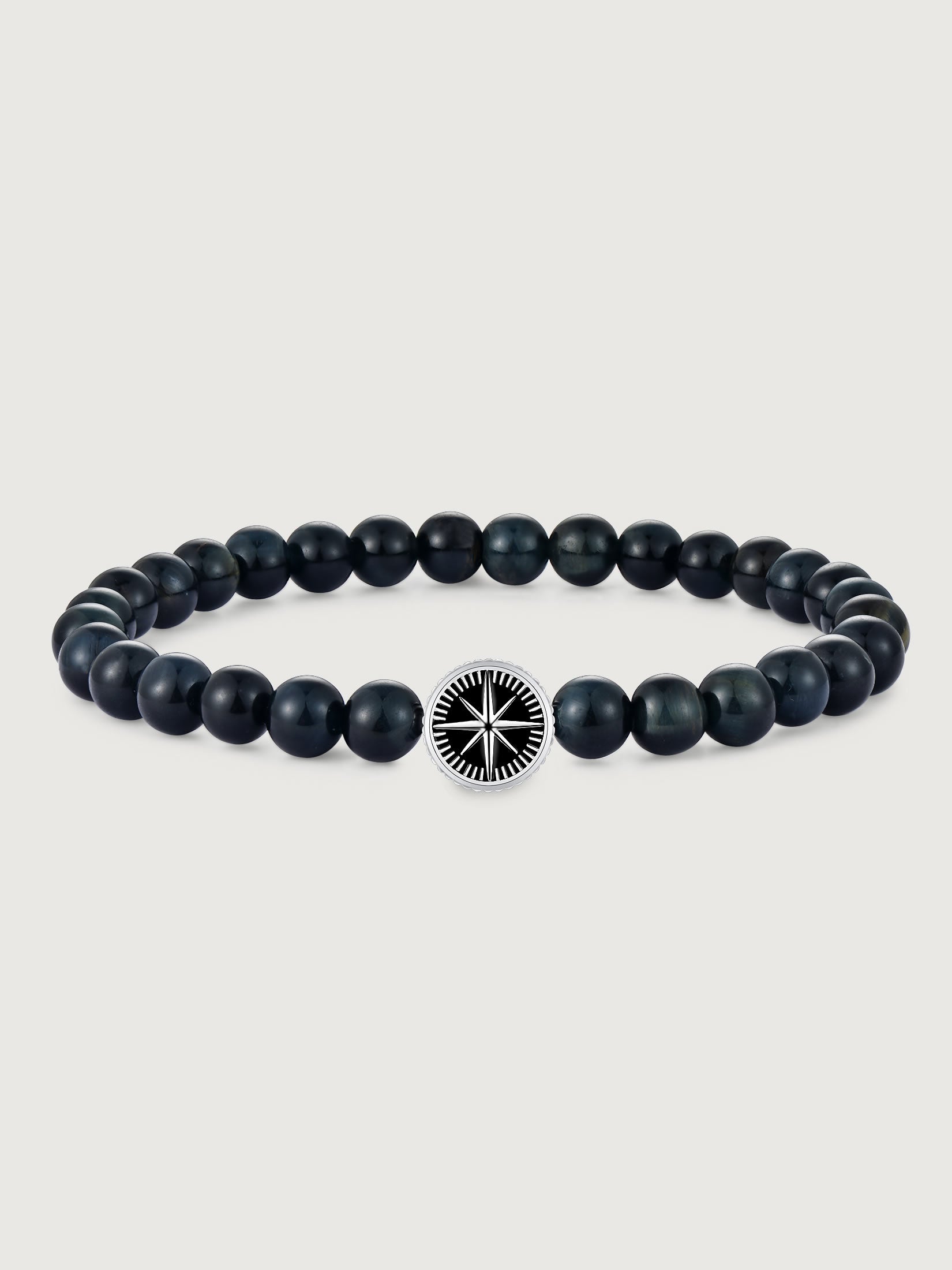 Bratara din argint cu blue tiger eye pentru barbati model Skyfall Compass