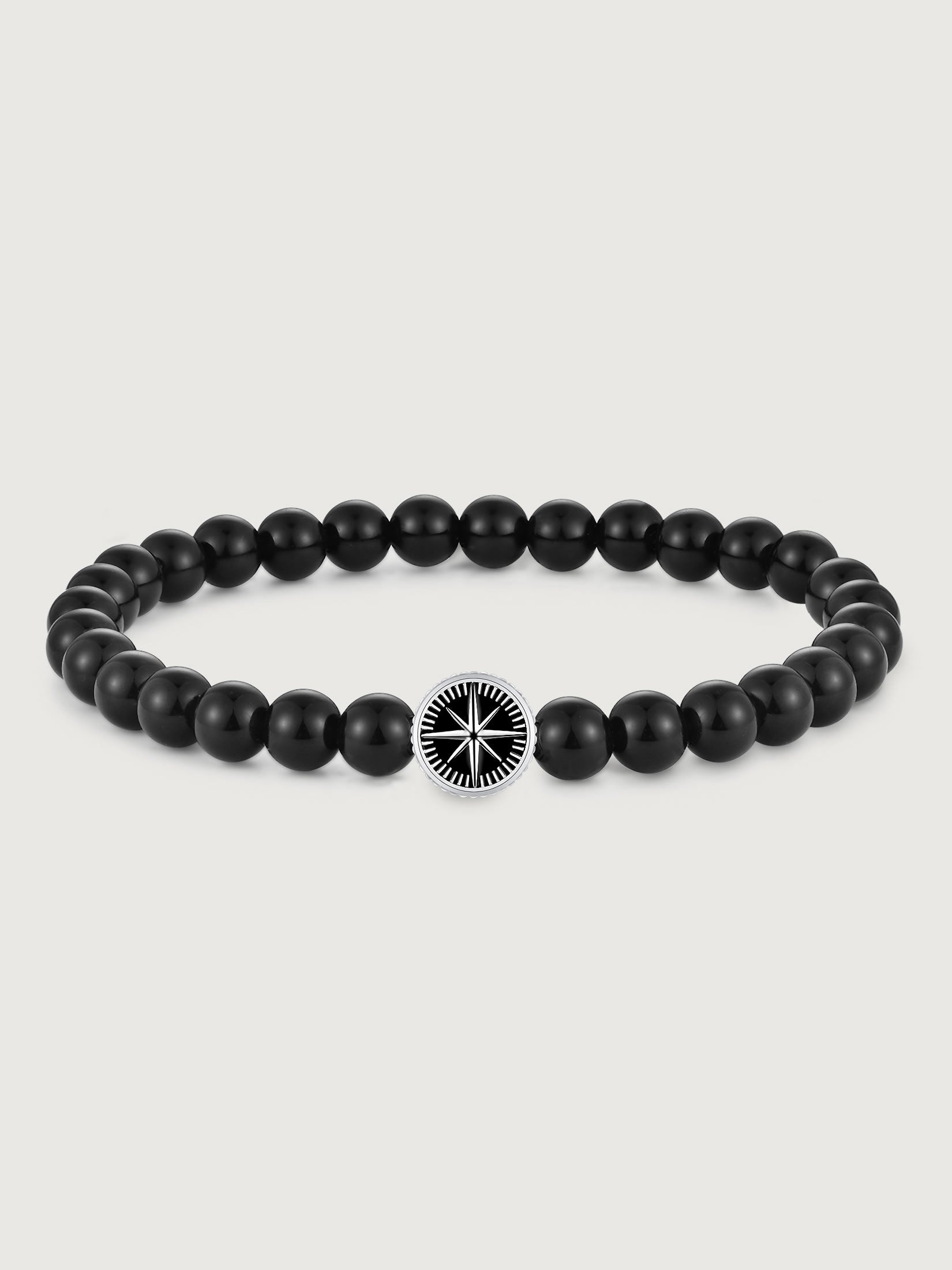 Bratara din argint cu onix lucios pentru barbati model Eclipse Compass