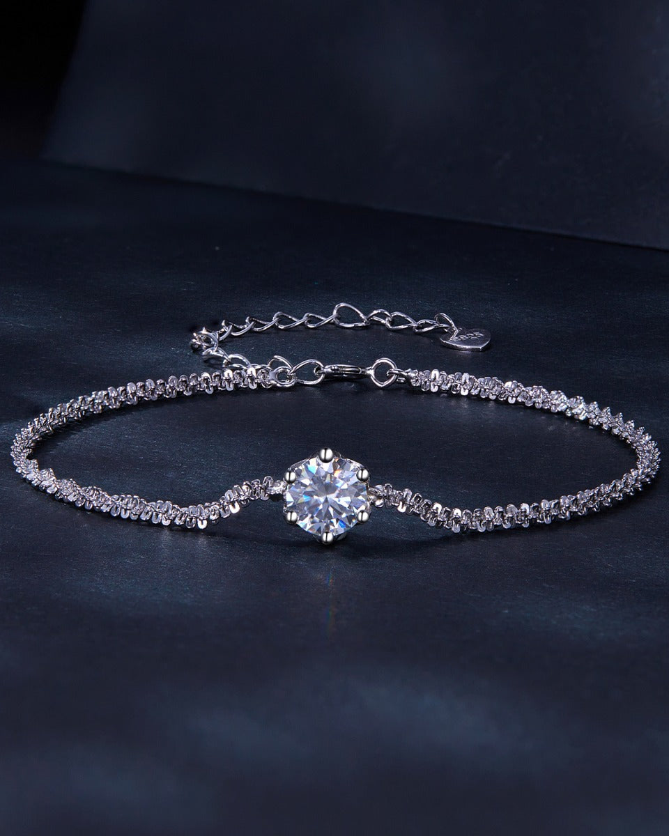 Brățară din argint cu moissanite ideală pentru cadou elegant