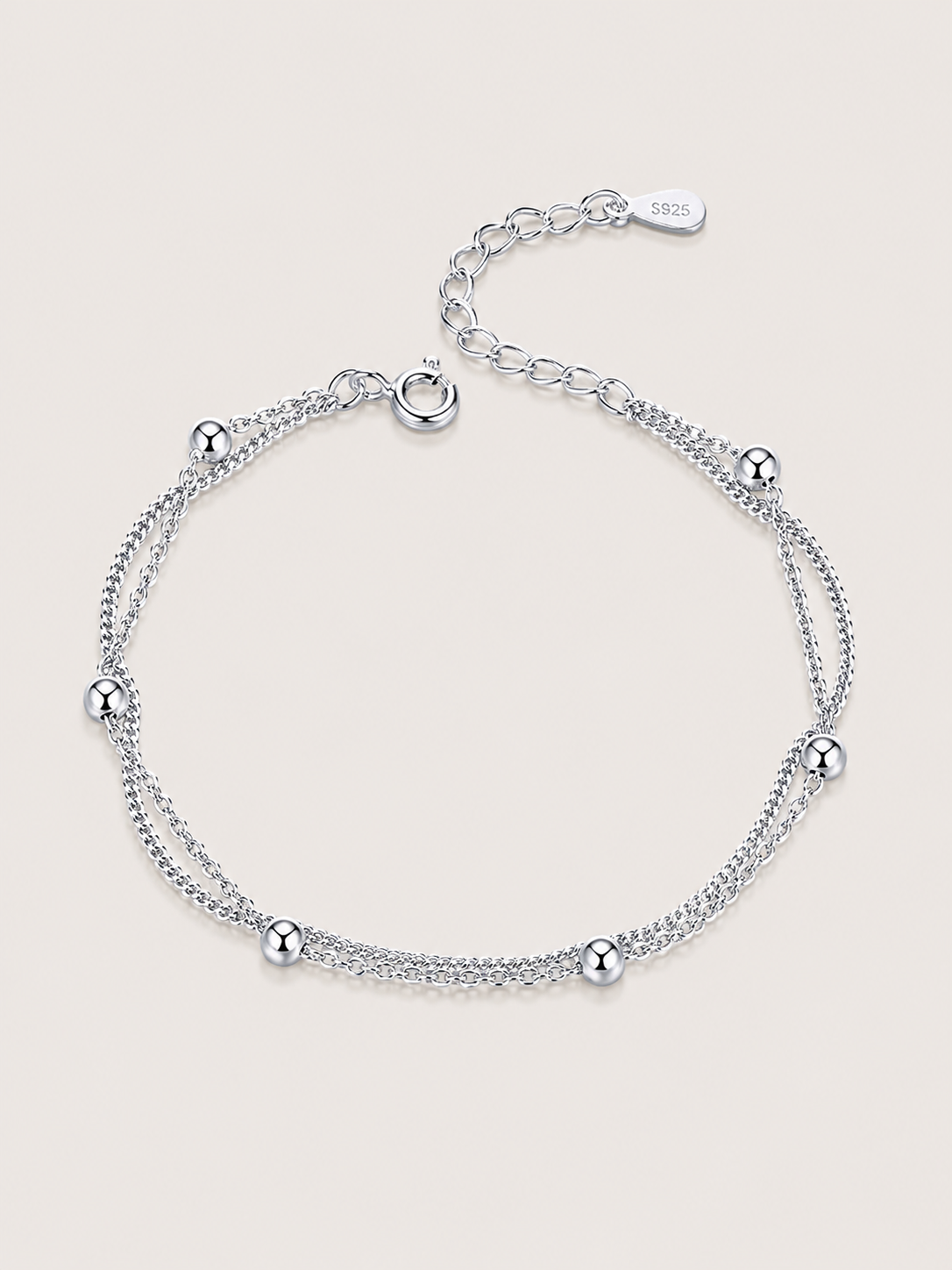 Bratara din argint 925 Silver Harmony cu dublu lant si bile elegante