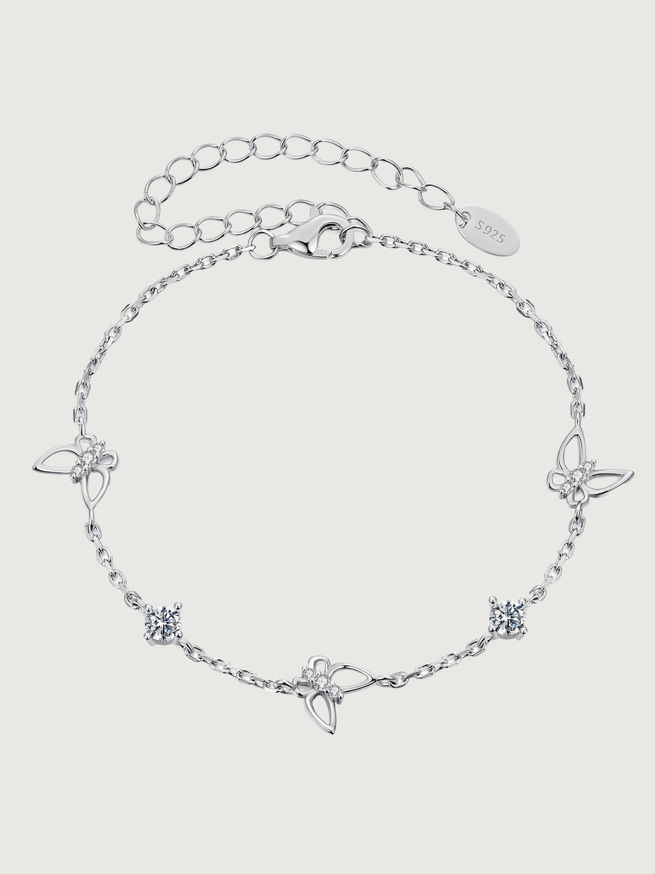 Brățară din argint 925 cu fluturi și moissanite