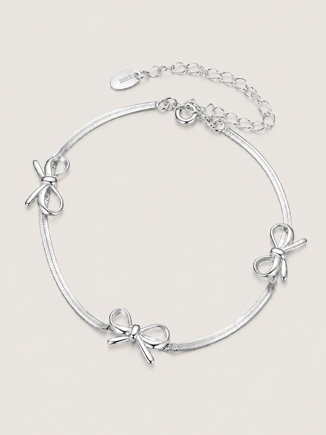 Brățară din argint 925 cu fundițe și lanț tip snake chain Silver Ribbons