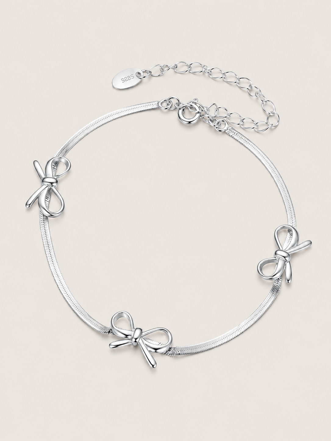 Brățară din argint 925 cu fundițe și lanț tip snake chain Silver Ribbons