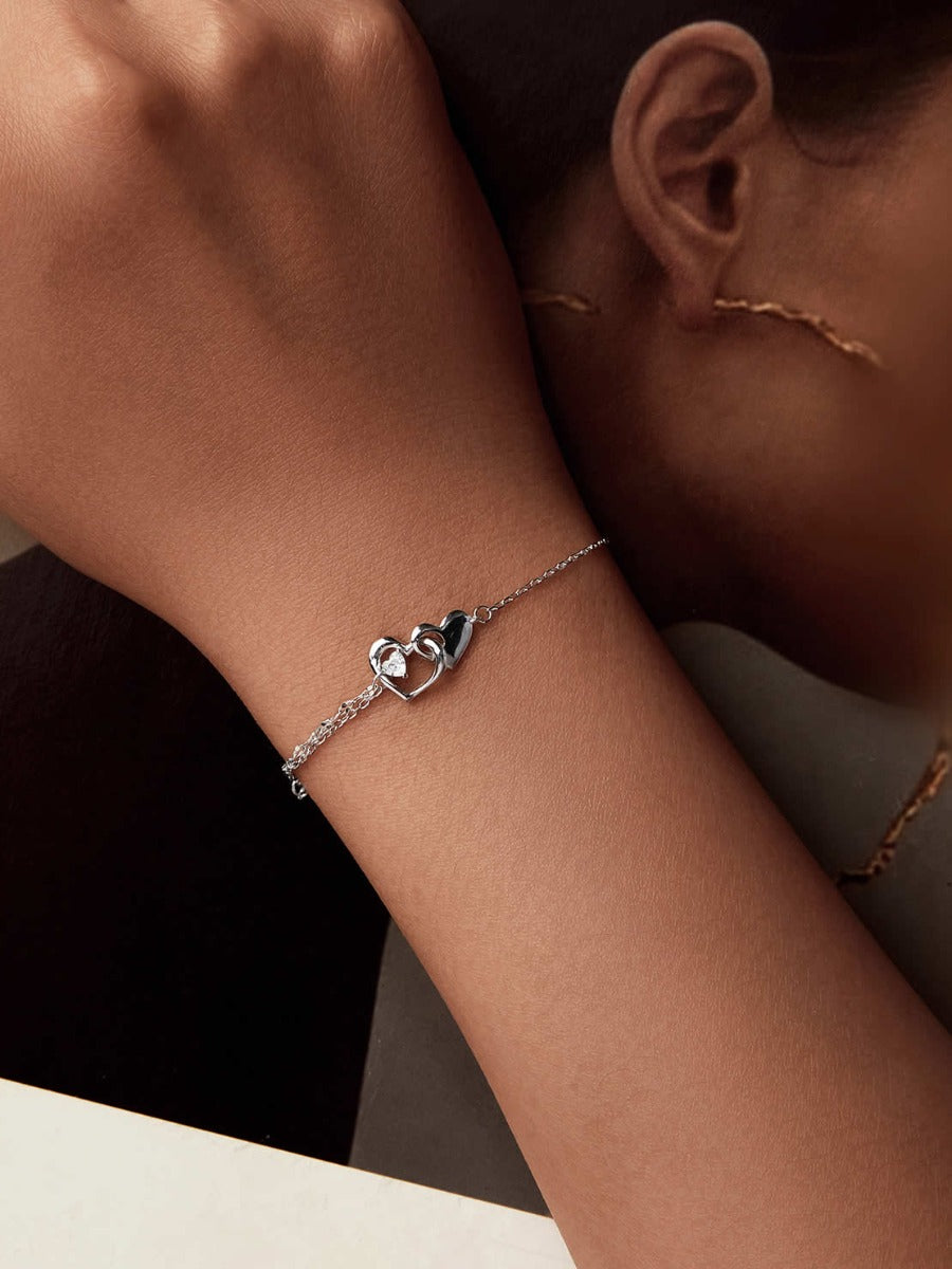 Brățară argint cu inimă și zirconiu