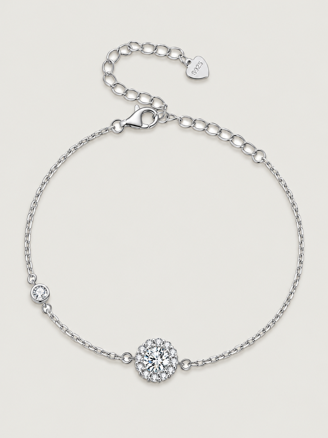 Brățară din argint 925 Moissanite Radiant Harmony cu halo strălucitor