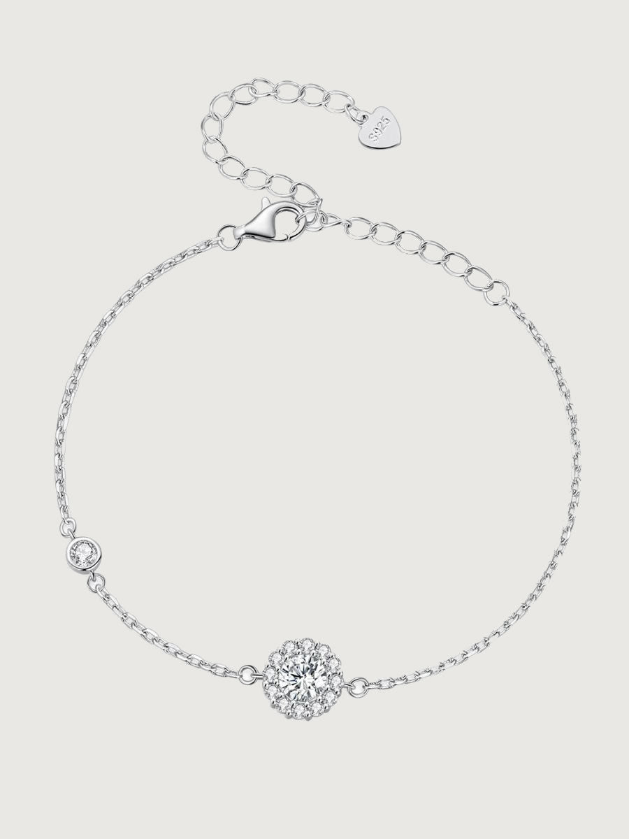 Brățară din argint 925 Moissanite Radiant Harmony cu halo strălucitor