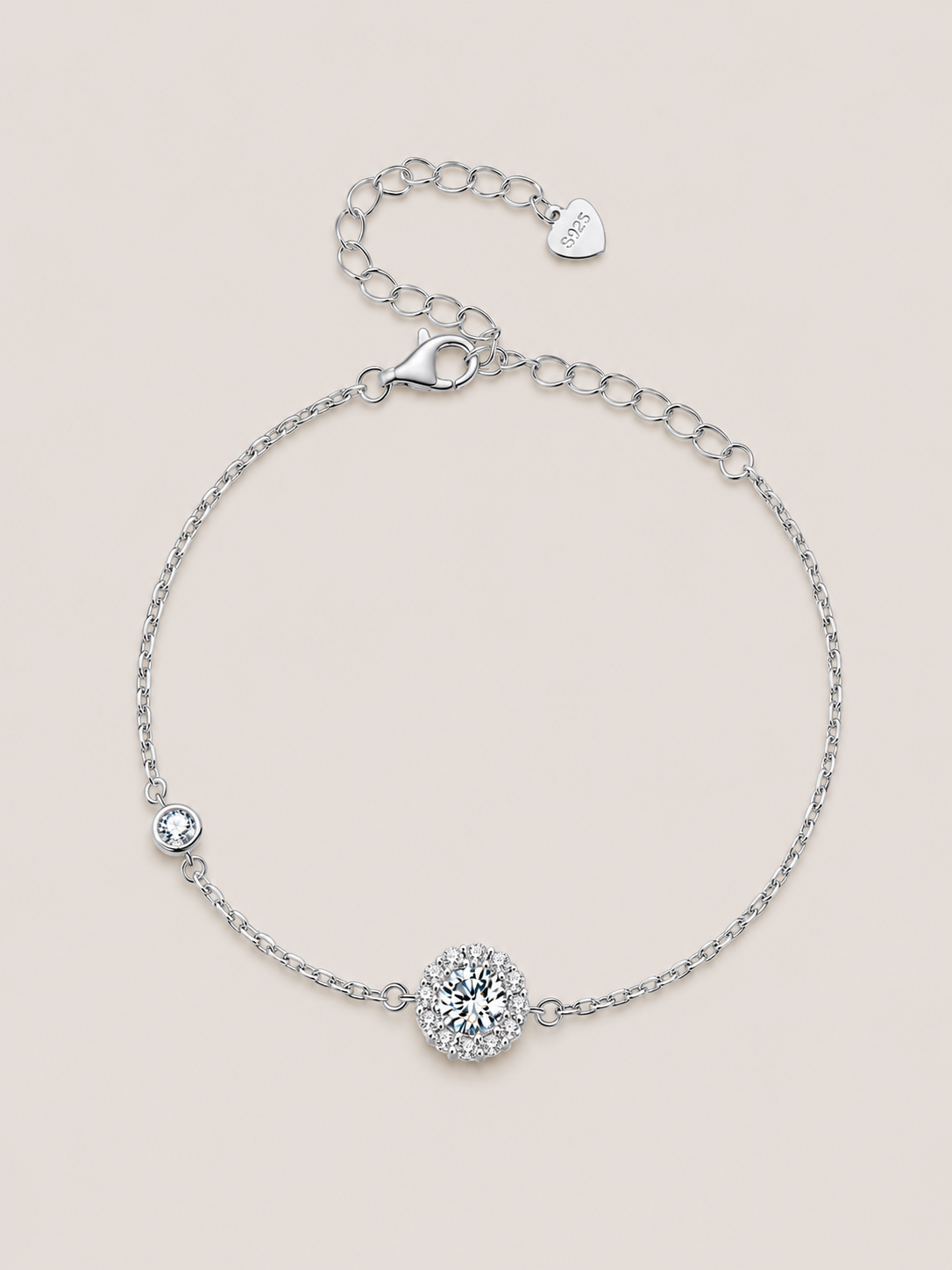 Brățară din argint 925 Moissanite Radiant Harmony cu halo strălucitor