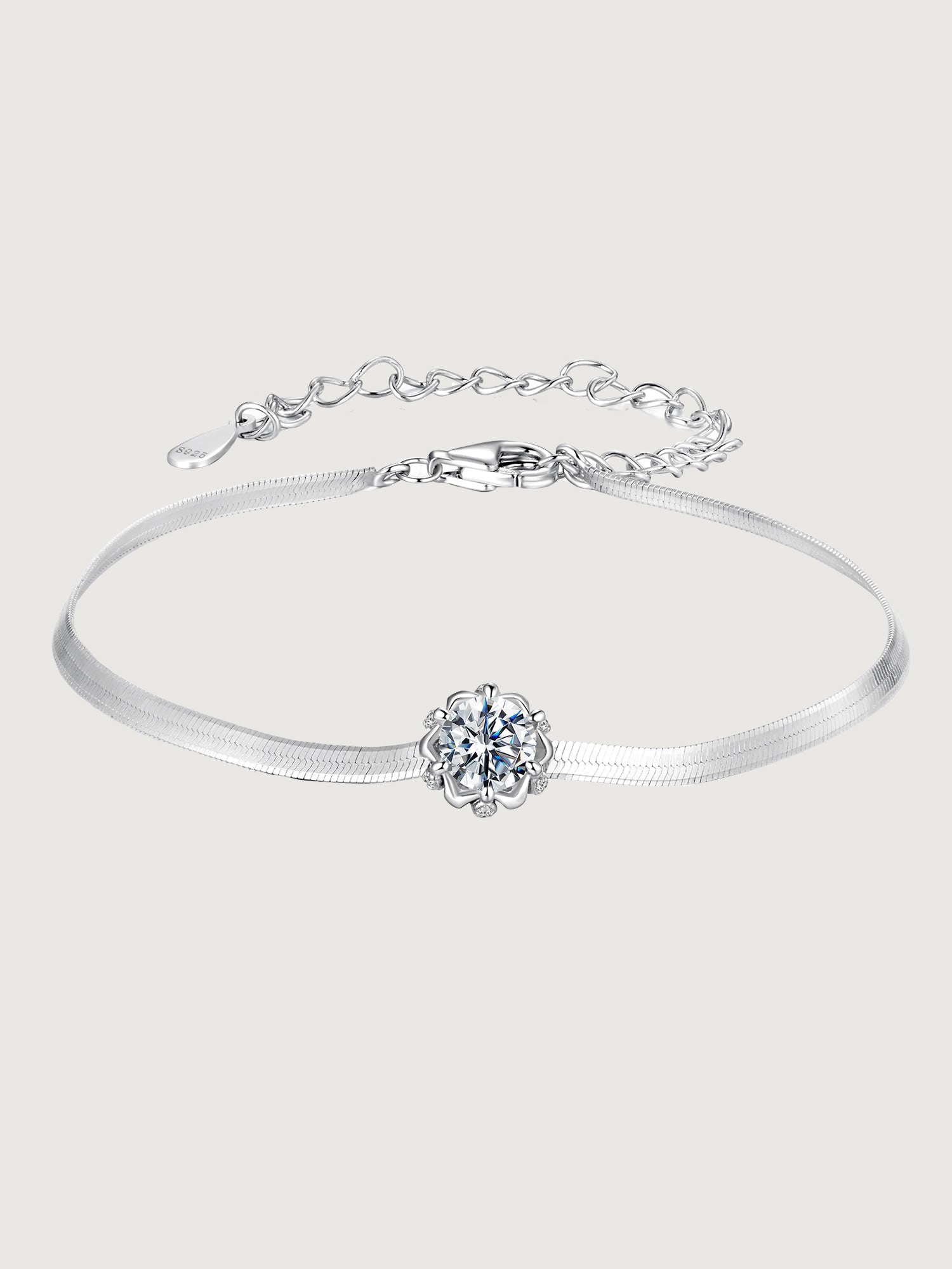 Brățară din argint cu moissanite și lanț snake Serene Glow