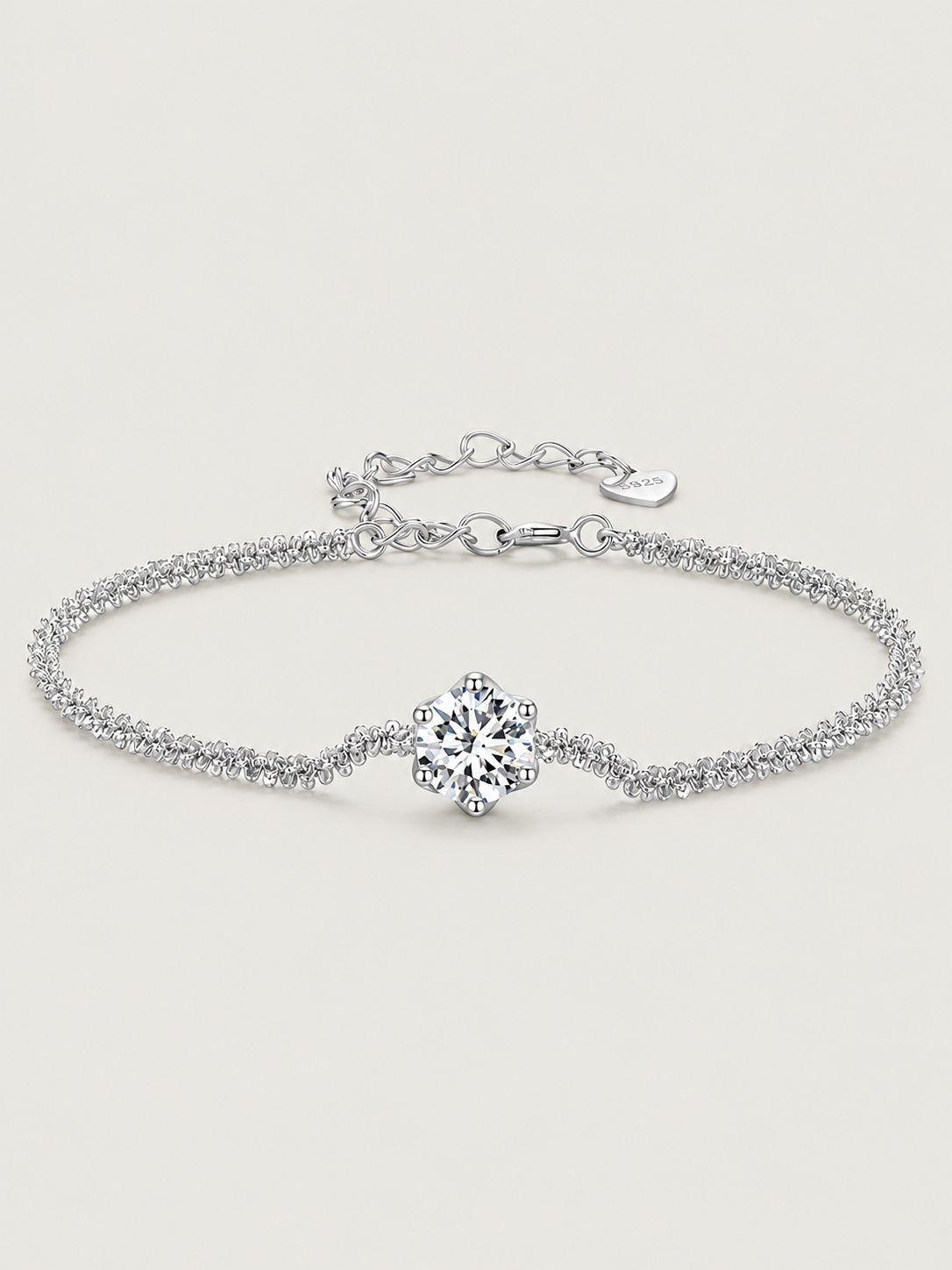 Brățară din argint cu moissanite 1ct Timeless Brilliance elegantă