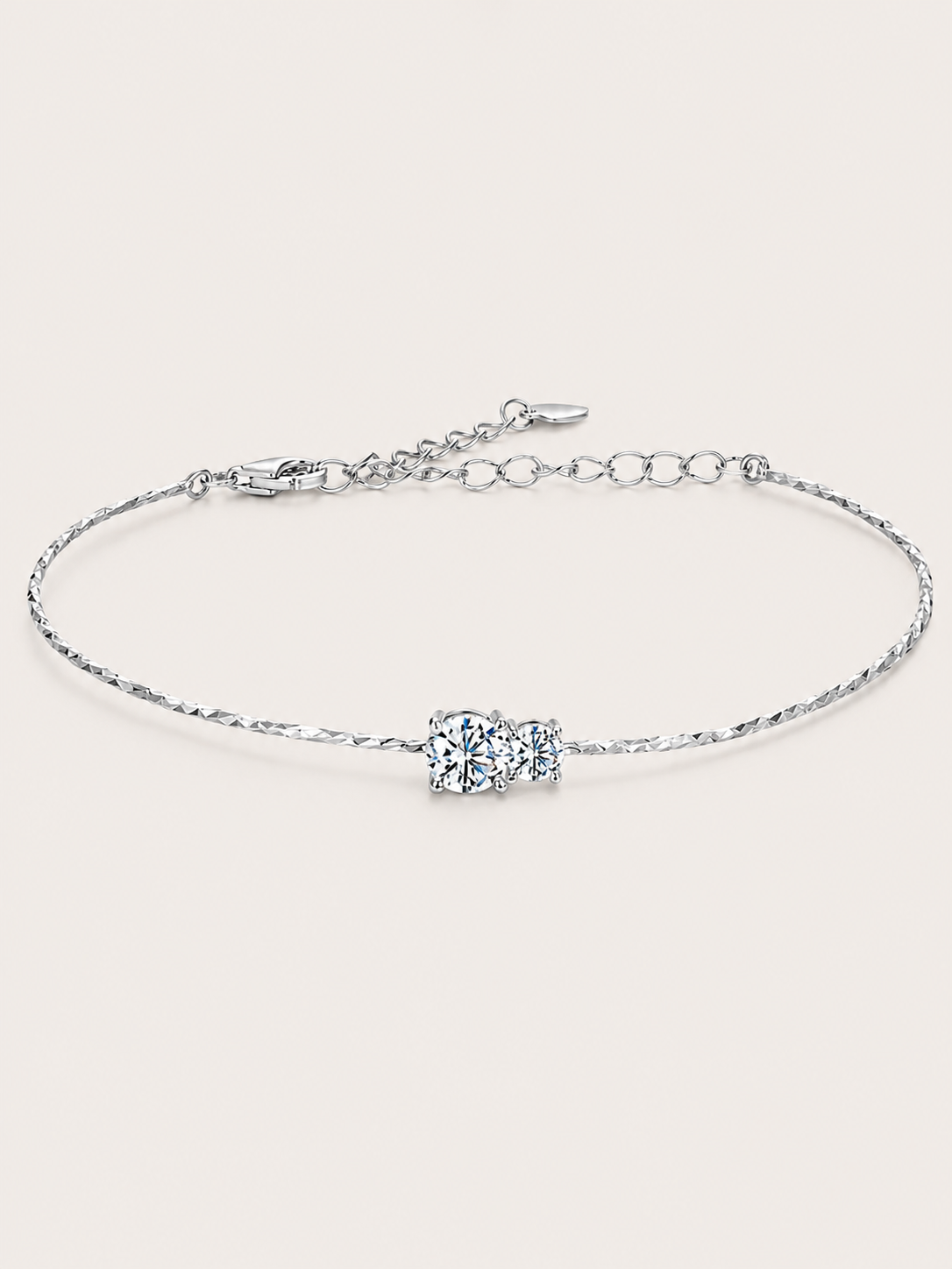 Brățară din argint 925 Moissanite Twin Spark cu două pietre strălucitoare tip diamant