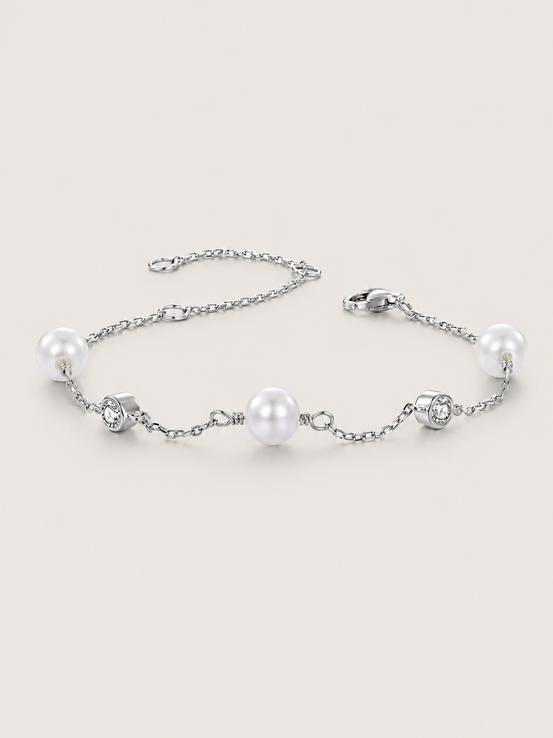 Brățară din argint 925 cu perle naturale și moissanite