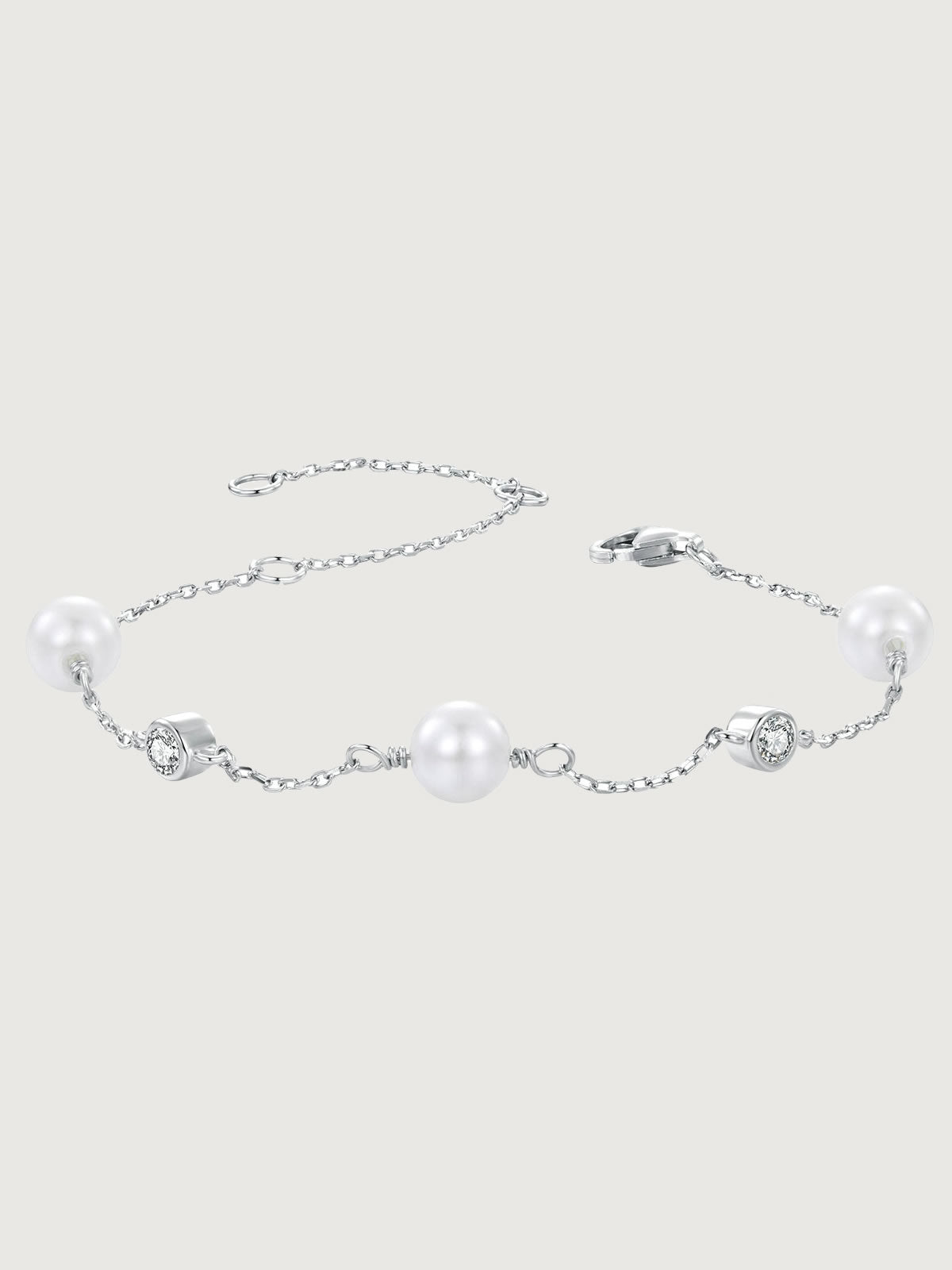 Brățară din argint 925 cu perle naturale și moissanite