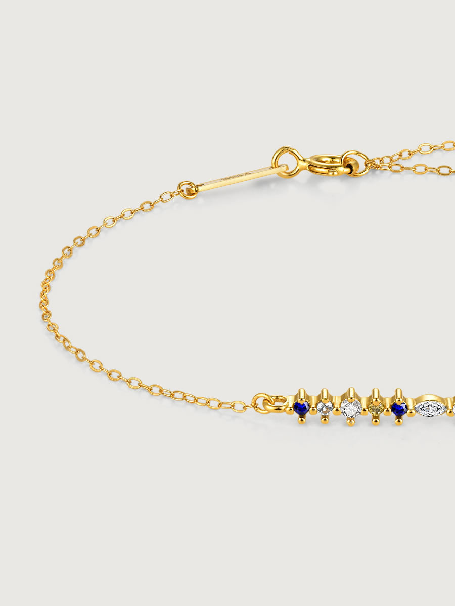 Brățară delicată aurie din argint pentru femei cu zirconii colorate