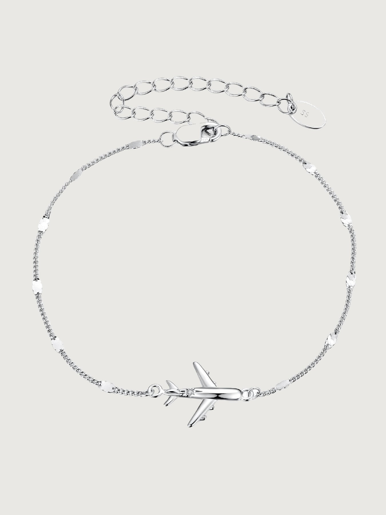 Brățară din argint cu avion simbol travel