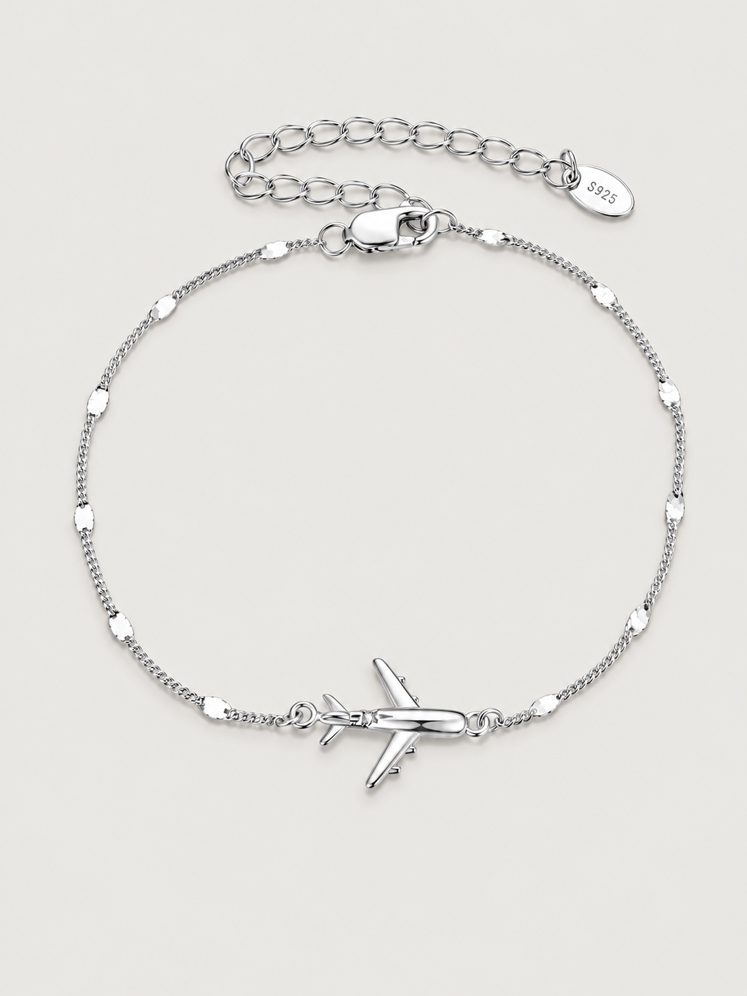 Brățară din argint cu avion simbol travel