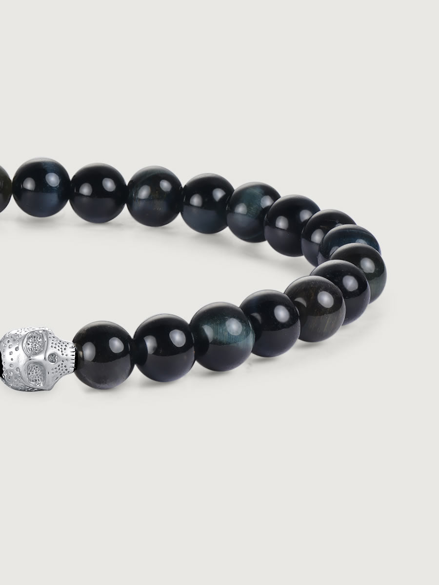 Bratara barbati din argint cu blue tiger eye ideala pentru cadou