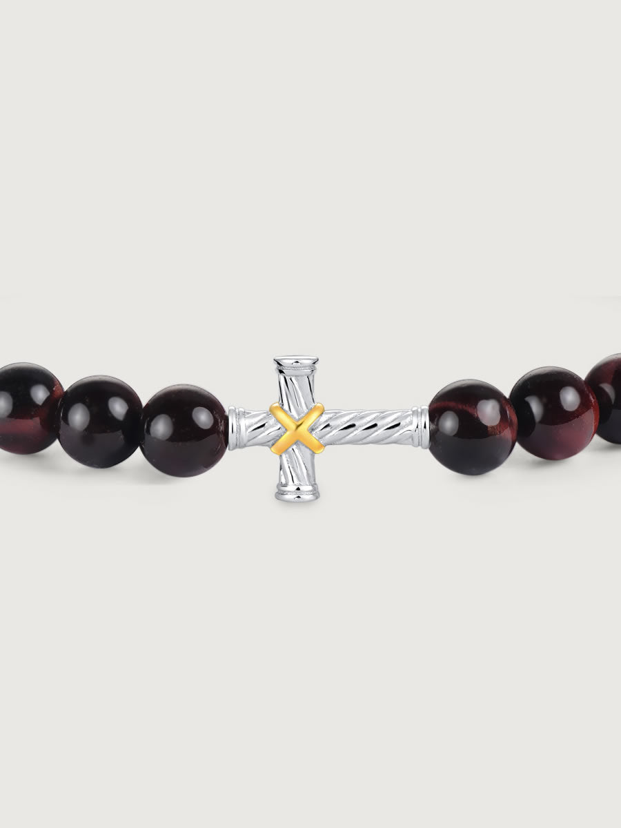 Bratara barbati din argint cu red tiger eye ideala pentru cadou