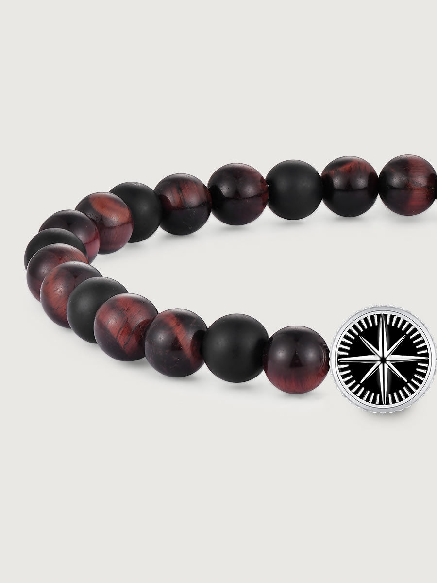 Detaliu bratara red tiger eye si onix mat 6mm