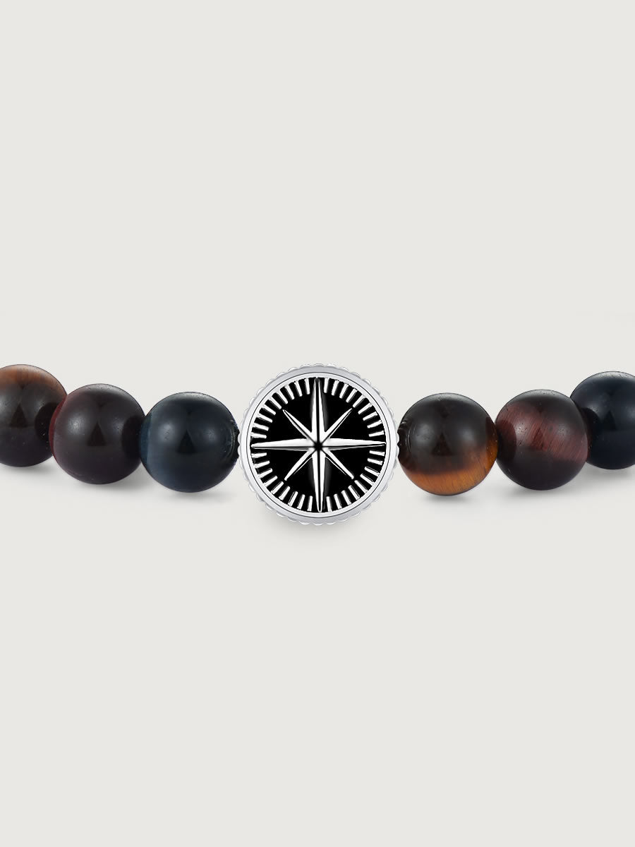Bratara barbati din argint cu tiger eye multicolor ideala pentru cadou