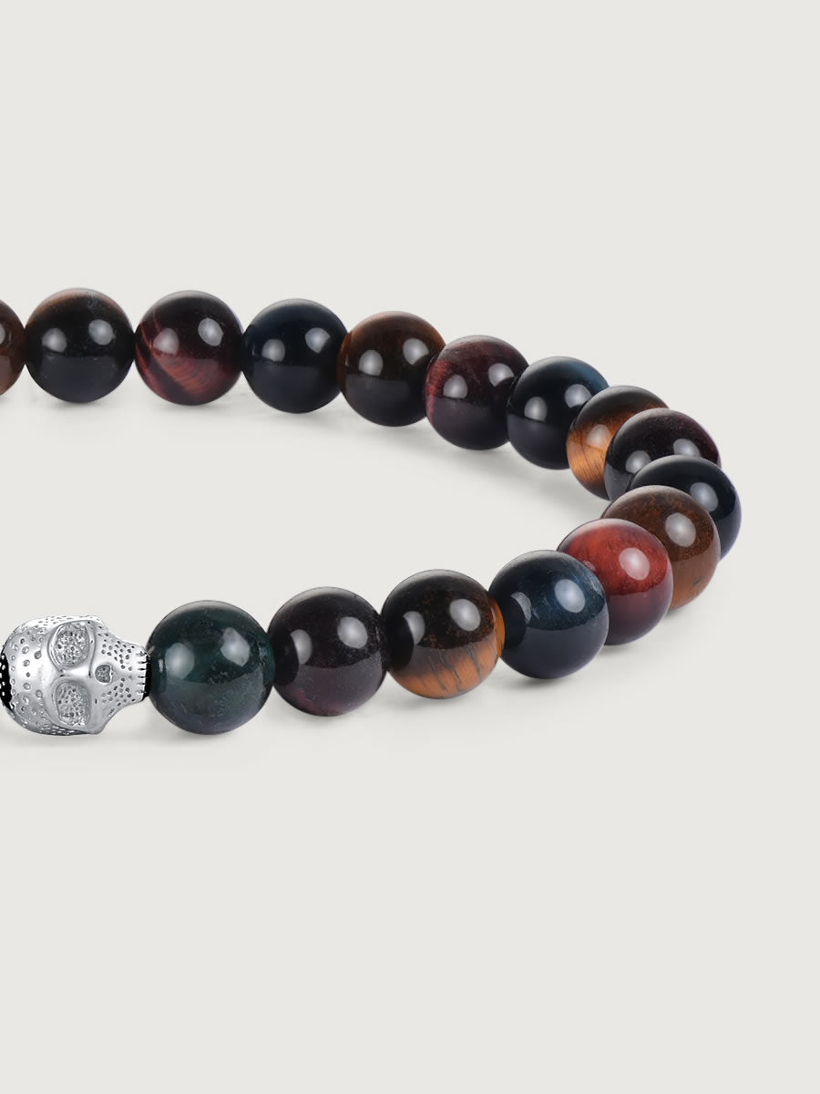 Bratara barbati din argint cu tiger eye multicolor ideala pentru cadou