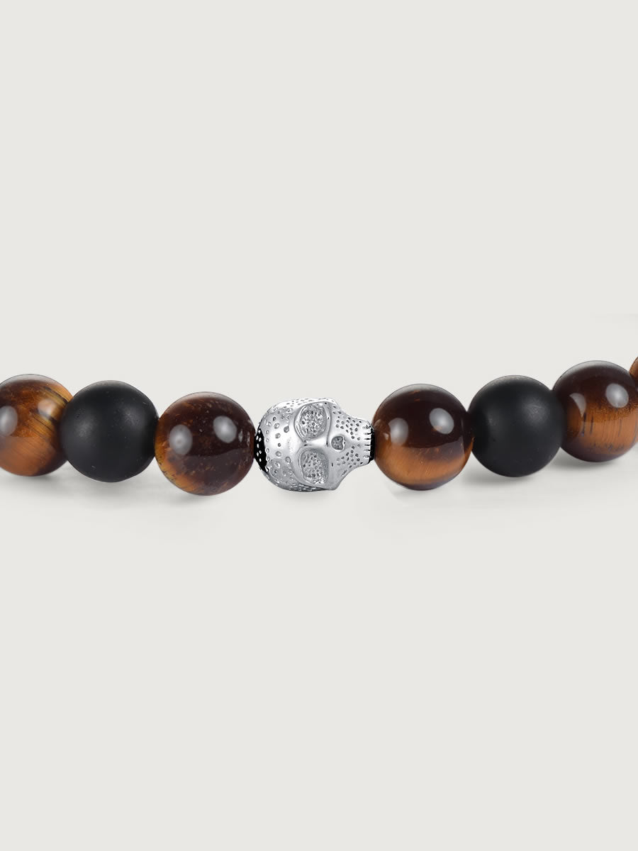 Bratara barbati din argint cu tiger eye si onix ideala pentru cadou