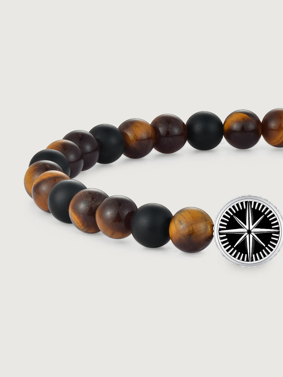 Detaliu bratara tiger eye si onix mat 6mm