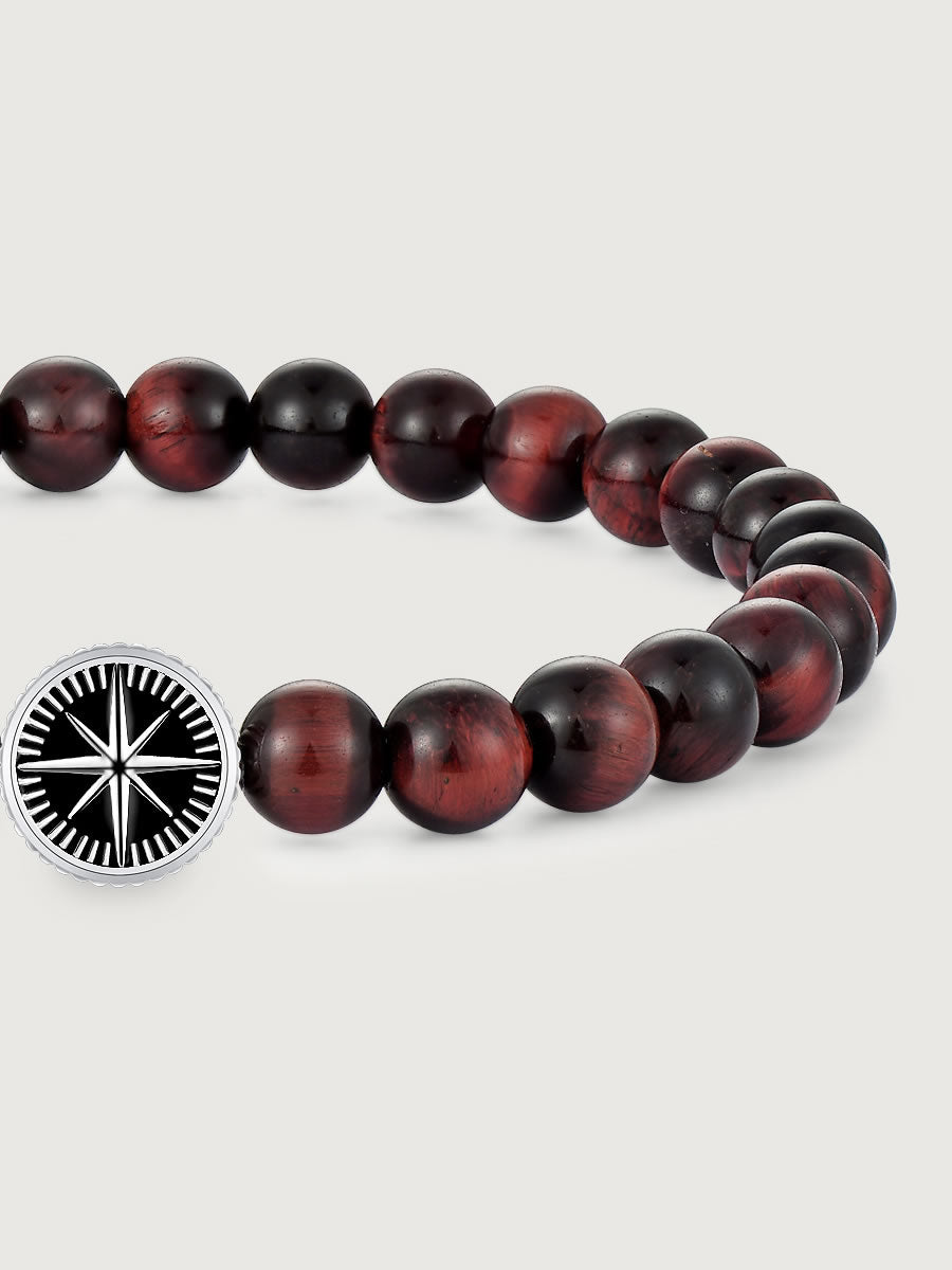 Element compass din argint 925 pe bratara red tiger eye