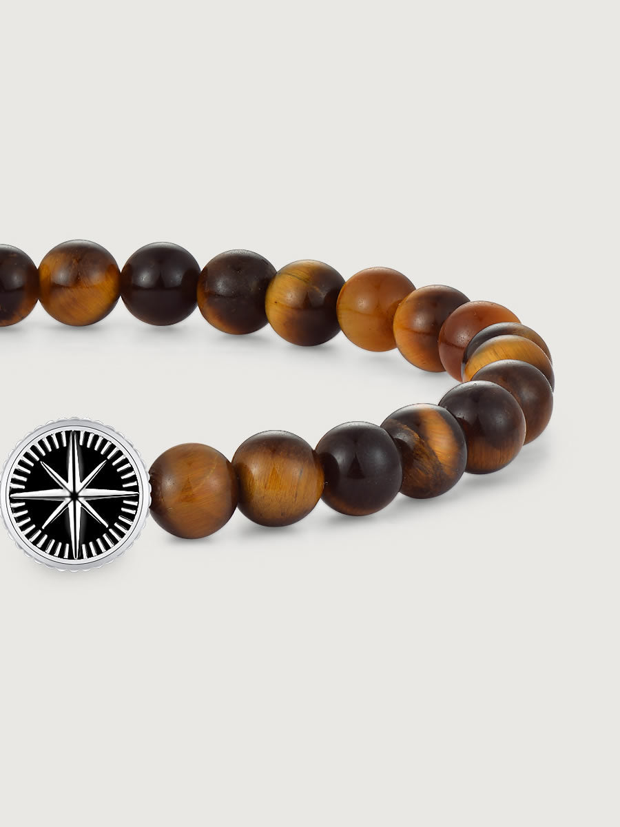 Element compass din argint 925 pe bratara tiger eye