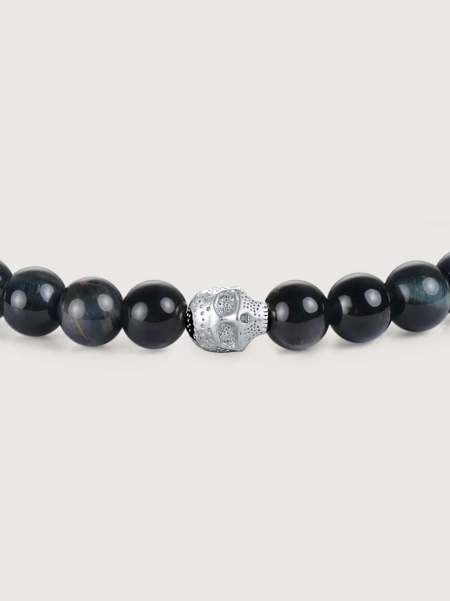 Element craniu din argint 925 pe bratara blue tiger eye
