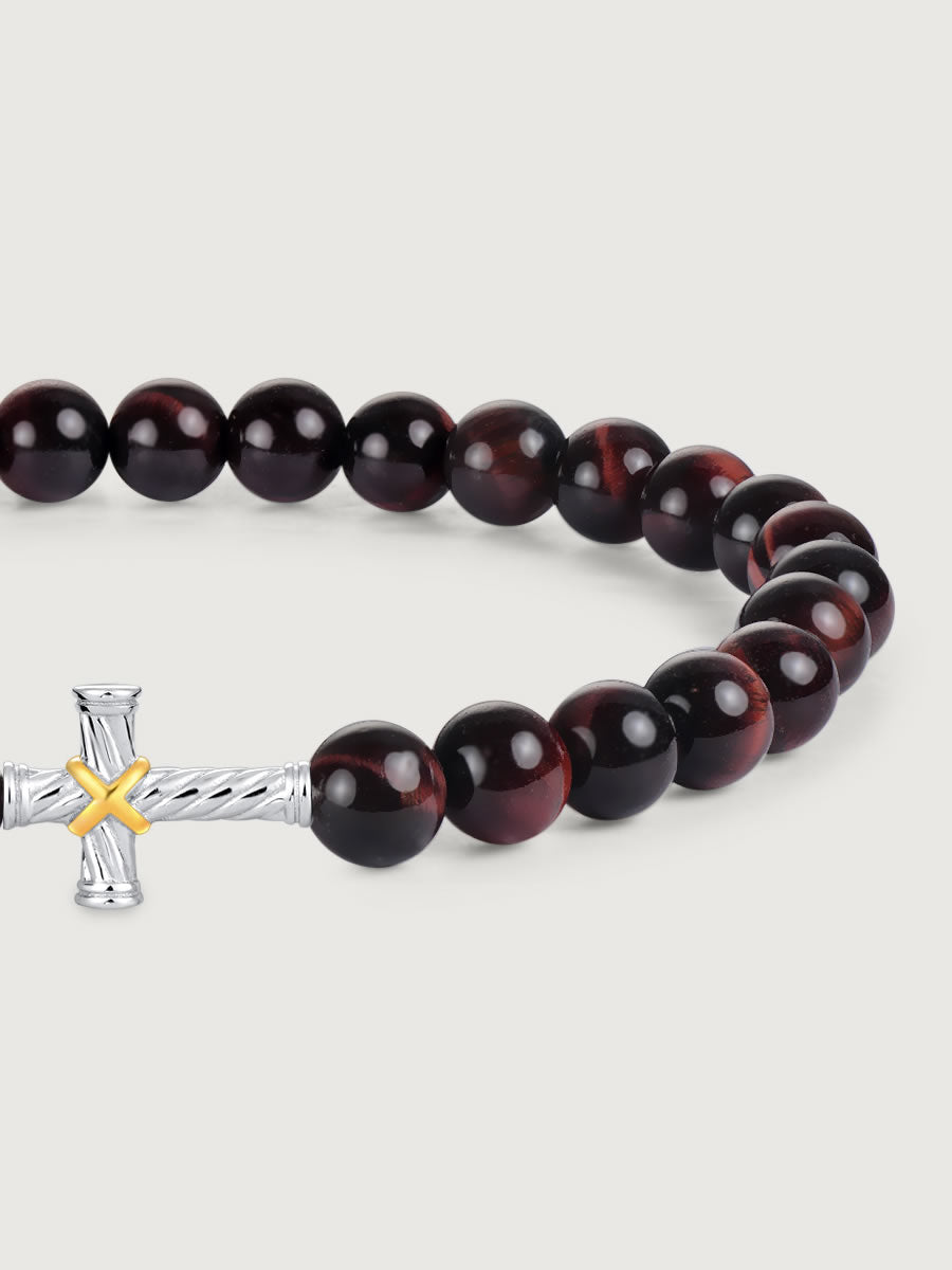 Element cruce din argint 925 pe bratara red tiger eye