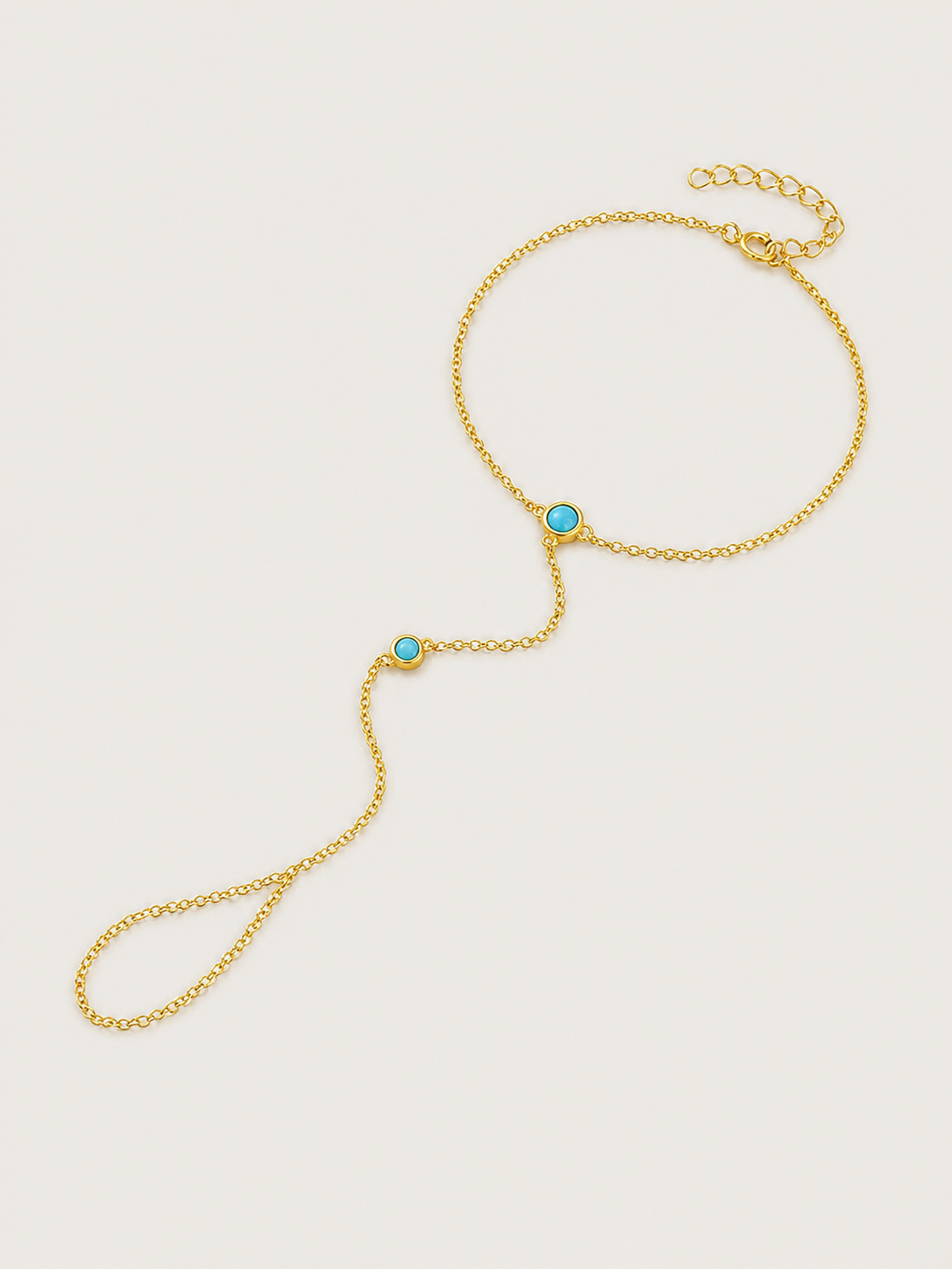 Brățară hand chain aurie cu turcoaz