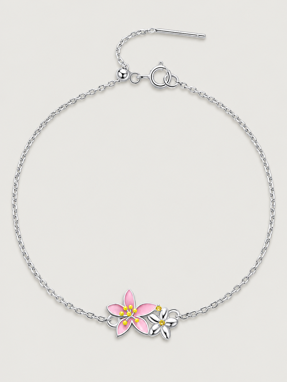 Bratara din argint 925 Cherry Blossom cu floare roz delicată