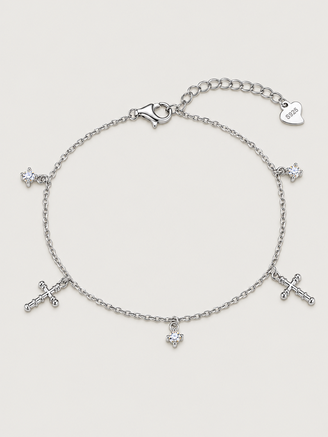 Brățară din argint 925 cu cruci și zirconii 5A Divine Cross Charms