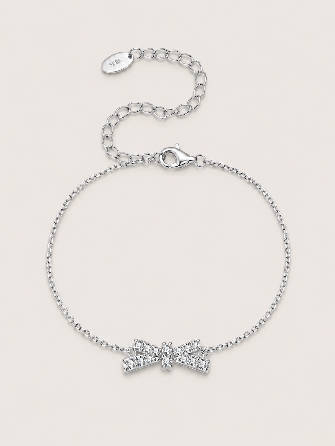 Brățară din argint 925 Bow Spark cu fundă și moissanite certificat GRA