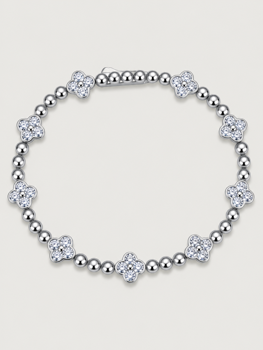 Brățară din Argint Moissanite Silver Clover Radiance cu Design Floral