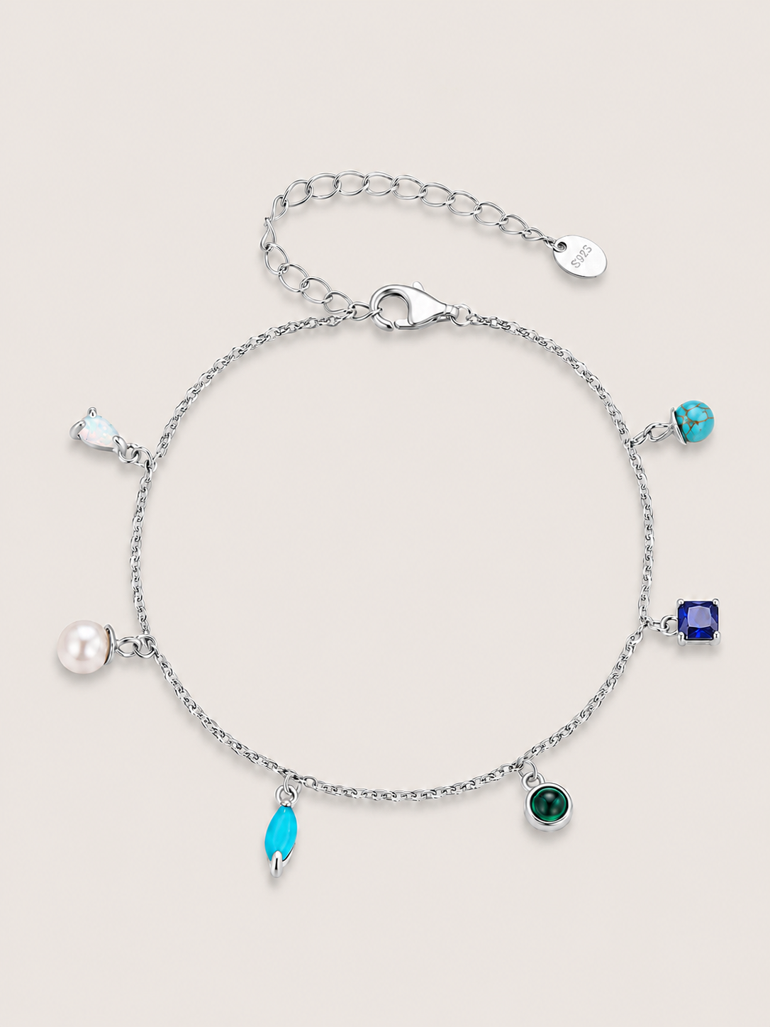 Brățară din argint Natural Harmony cu perlă naturală și pietre colorate