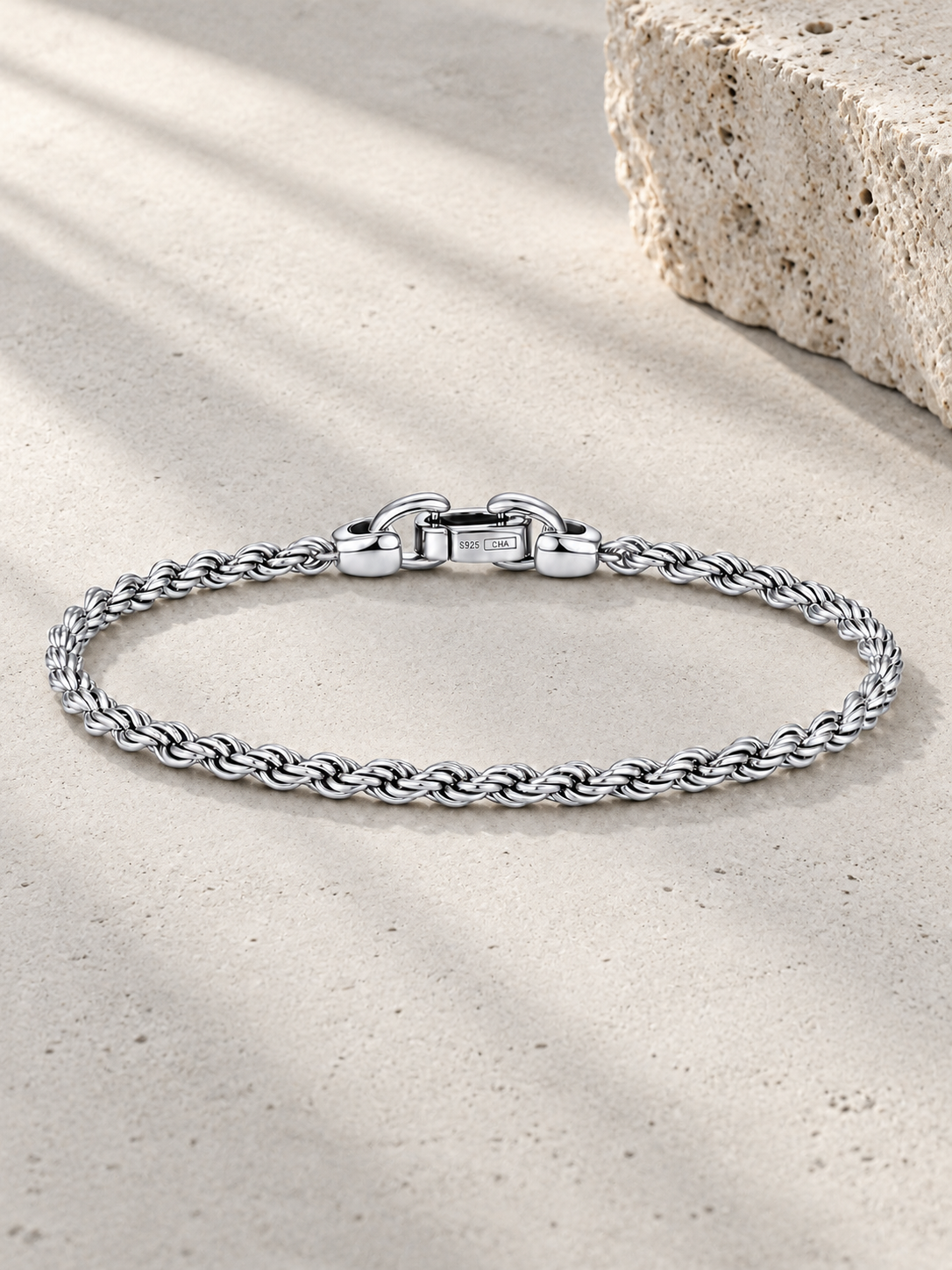 Detaliu Închizătoare Premium Brățară Rope Chain din Argint 925