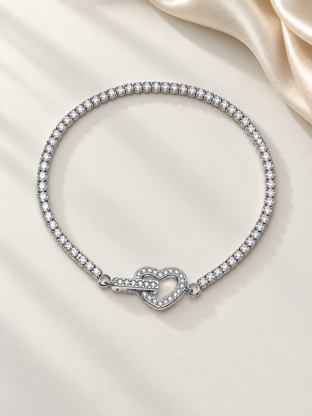 Brățară Tennis din Argint cu Inimă