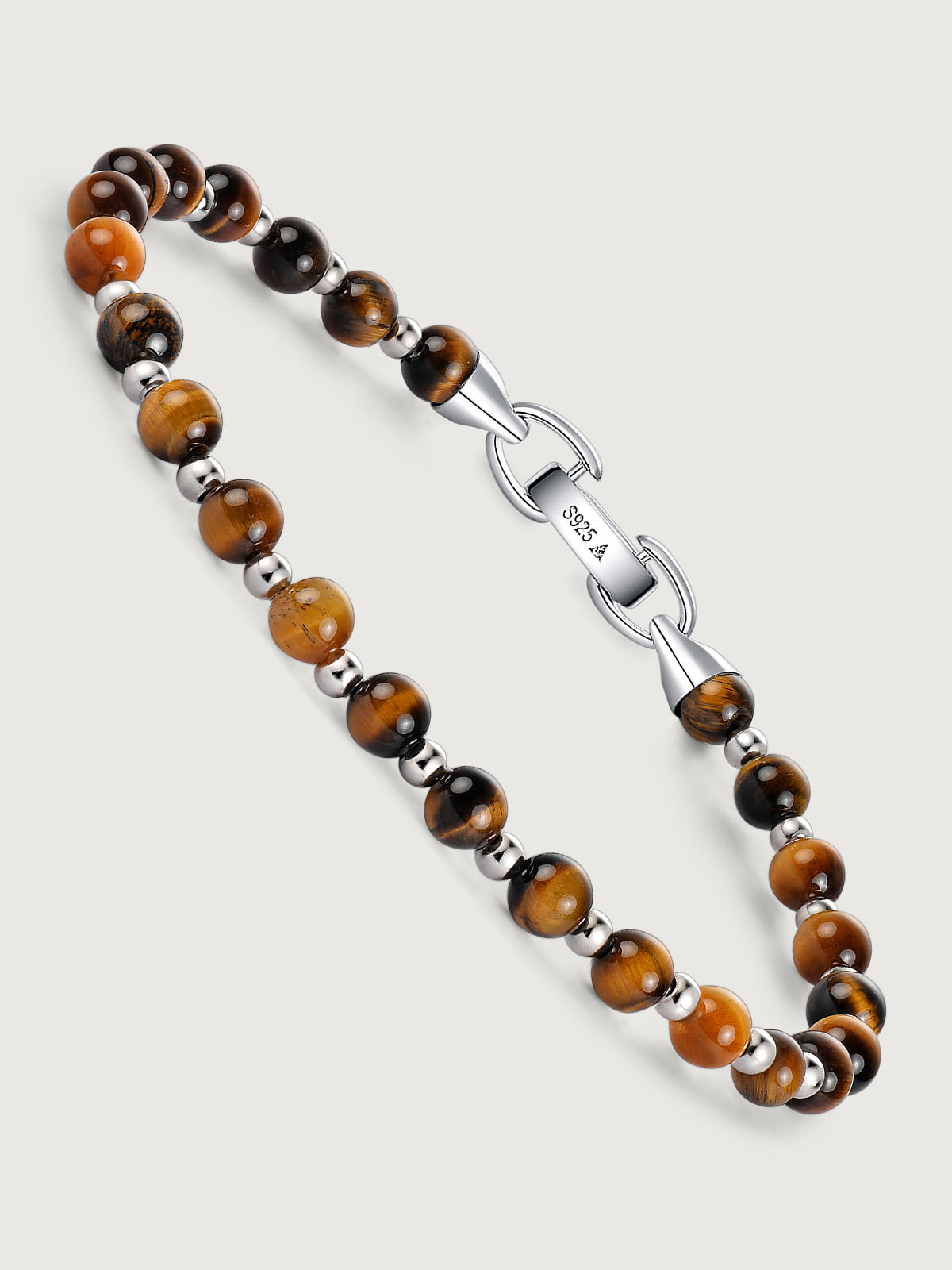 Bratara barbati cu pietre naturale Tiger Eye si argint 925