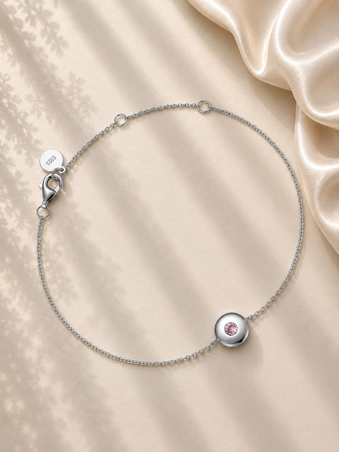 Brățară argintie cu zirconie roz opal 5A