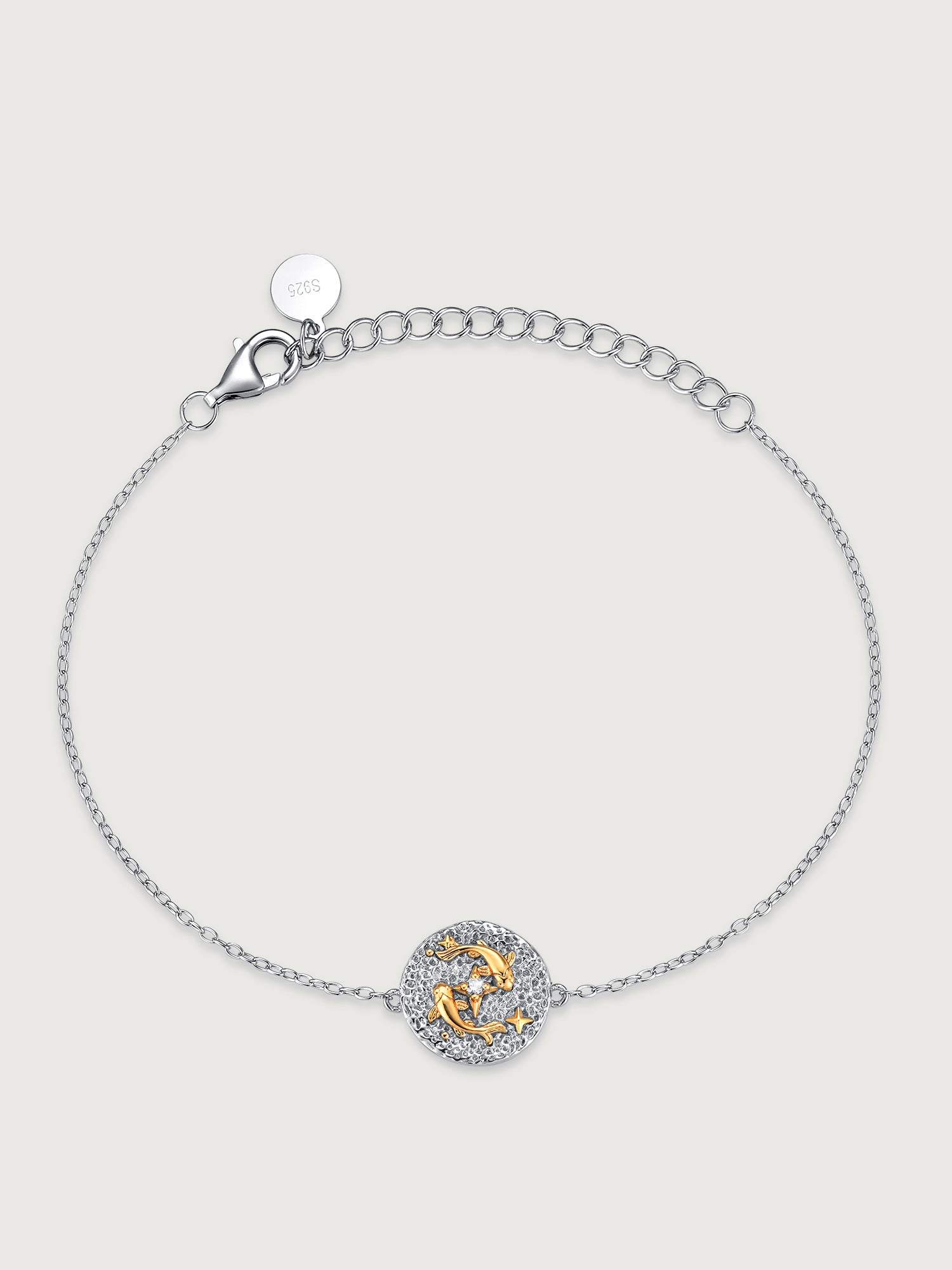 Brățară Zodiac Pești din argint 925 cu moissanite