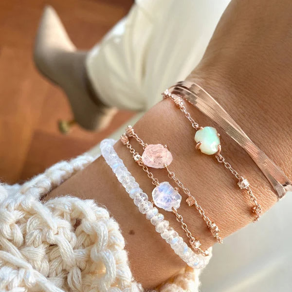 Pandantiv cu Lantisor din Argint Aquamarine Sofia Rose Gold