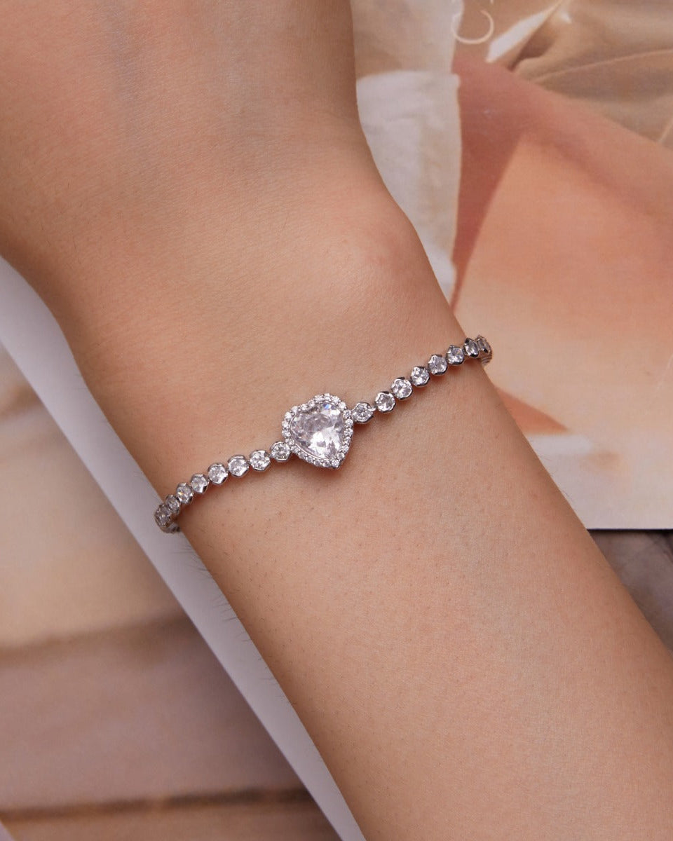 Bratara din Argint Shining Heart Zircon