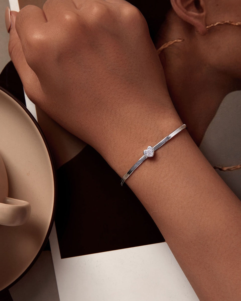 Bratara din argint Snake Heart