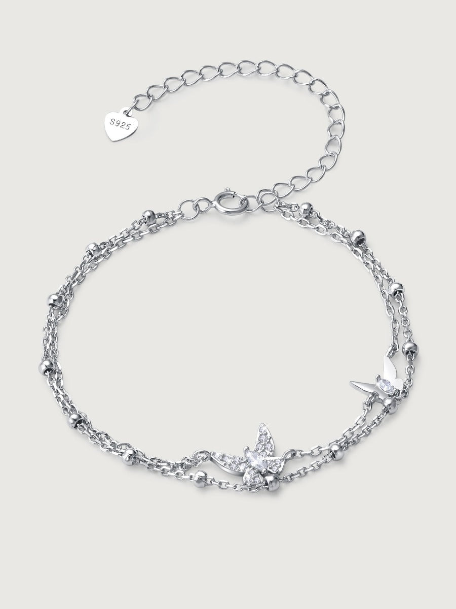 Bratara din argint Double Layer Butterfly