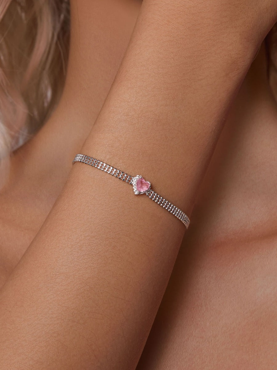 Bratara din argint Pink Heart