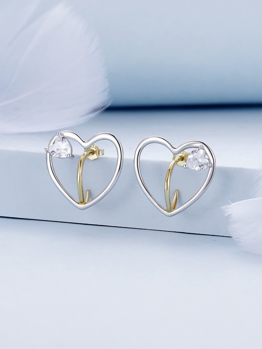 Cercei din Argint Golden Love